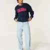 Boxy Ole Miss Graphic Crew Sweatshirt