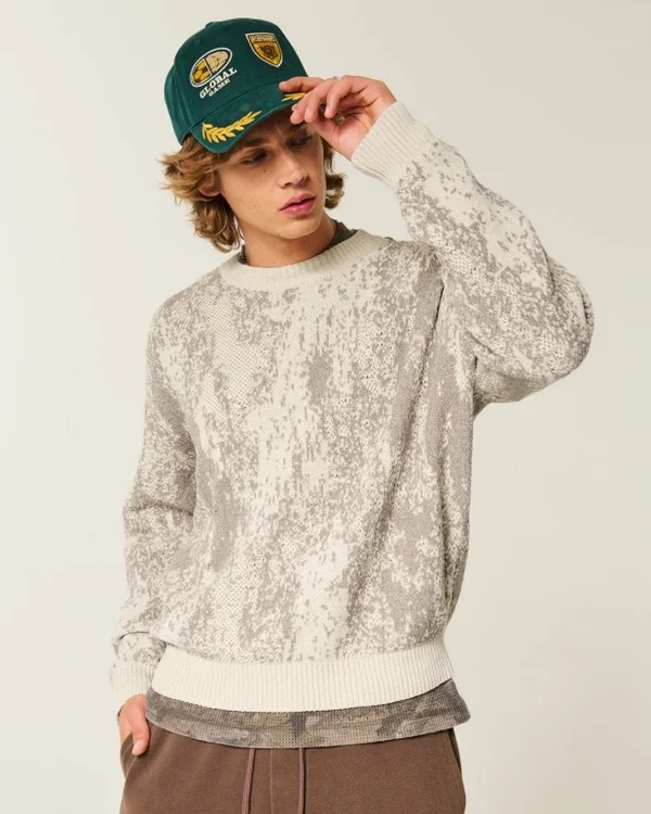 Boxy Pattern Crew Sweater Boxy Pattern Crew Sweater