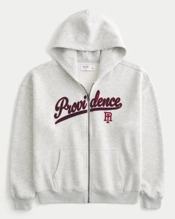 Boxy Providence Rhode Island Graphic Zip-Up Hoodie Boxy Providence Rhode Island Graphic Zip-Up Hoodie