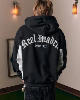 Boxy Real Madrid CF Grafik-Kapuzenjacke mit Reißverschluss