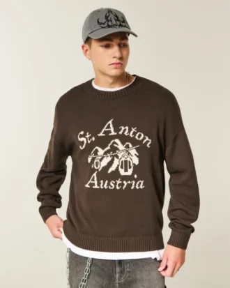 Boxy St. Anton Austria Graphic Crew Sweater
