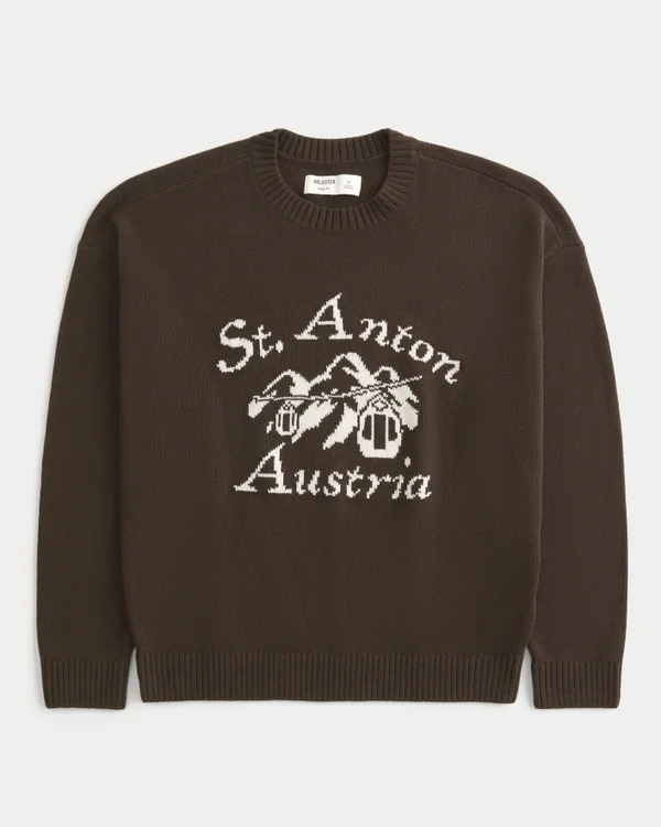 Boxy St. Anton Austria Graphic Crew Sweater Boxy St. Anton Austria Graphic Crew Sweater