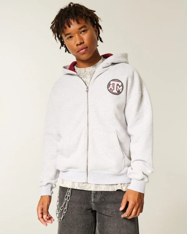 Boxy Texas A&M University Aggies Grafik-Kapuzenjacke mit Reißverschluss Boxy Texas A&M University Aggies Grafik-Kapuzenjacke mit Reißverschluss