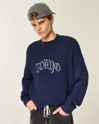 Boxy Tokyo Graphic Crew Sweater