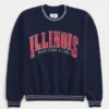 Boxy University of Illinois Fighting Illini Graphic Crew Sweatshirt