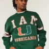 Boxy University of Miami Hurricanes Graphic Crew Sweatshirt Boxy University of Miami Hurricanes Graphic Crew Sweatshirt