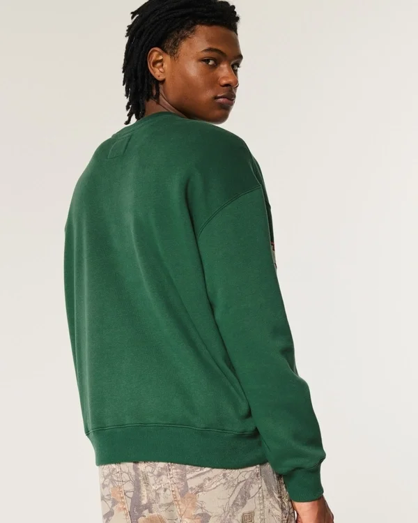 Boxy University of Miami Hurricanes Graphic Crew Sweatshirt Boxy University of Miami Hurricanes Graphic Crew Sweatshirt