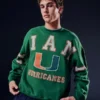 Boxy University of Miami Hurricanes Graphic Crew Sweatshirt Boxy University of Miami Hurricanes Graphic Crew Sweatshirt