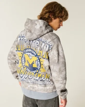 Boxy University of Michigan Wolverines Graphic Camo Hoodie