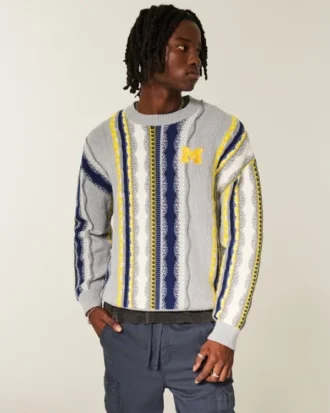 Boxy University of Michigan Wolverines Graphic Crew Sweater
