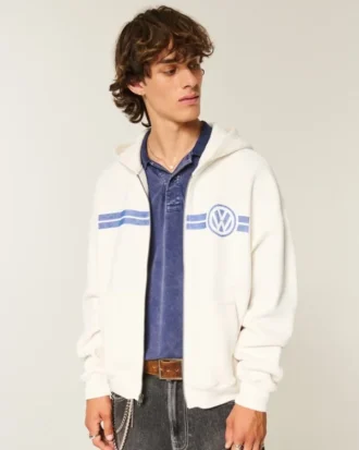 Boxy Volkswagen Racing Graphic Zip-Up Hoodie