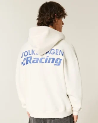Boxy Volkswagen Racing Graphic Zip-Up Hoodie