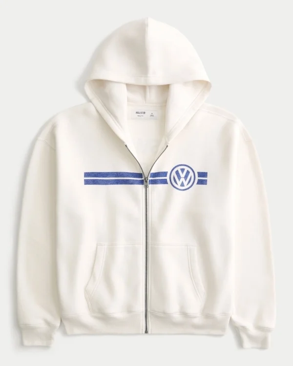 Boxy Volkswagen Racing Graphic Zip-Up Hoodie Boxy Volkswagen Racing Graphic Zip-Up Hoodie