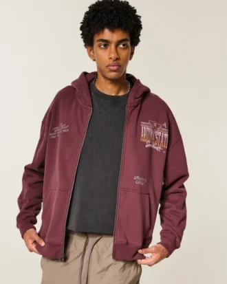 Boxy Zip-Up Arizona State University Sun Devils Graphic Hoodie