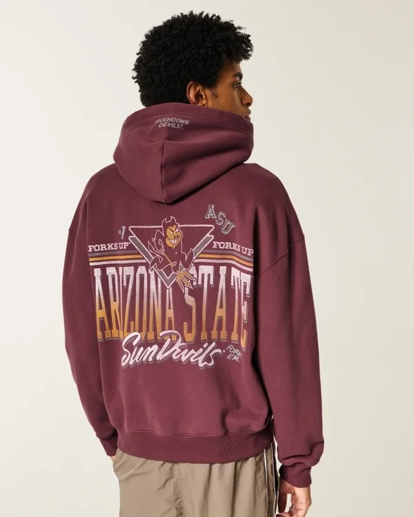 Boxy Zip-Up Arizona State University Sun Devils Graphic Hoodie Boxy Zip-Up Arizona State University Sun Devils Graphic Hoodie