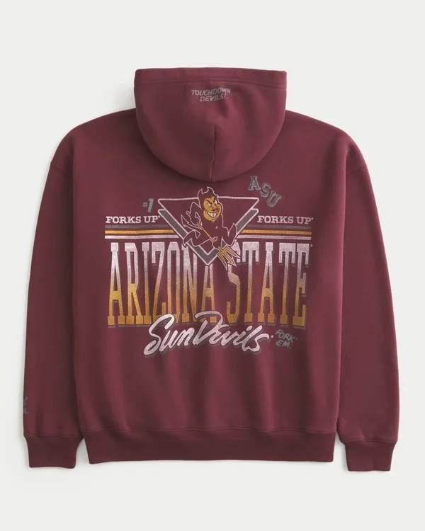 Boxy Zip-Up Arizona State University Sun Devils Graphic Hoodie Boxy Zip-Up Arizona State University Sun Devils Graphic Hoodie