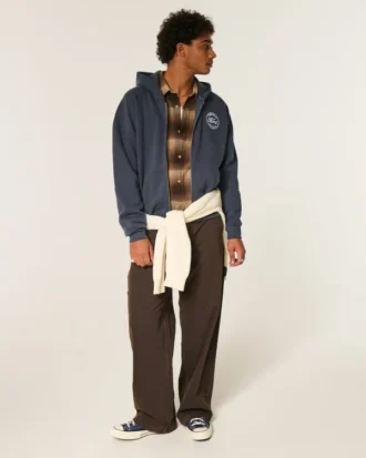 Boxy Zip-Up Ford Graphic Hoodie