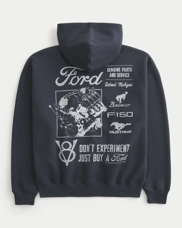 Boxy Zip-Up Ford Graphic Hoodie Boxy Zip-Up Ford Graphic Hoodie