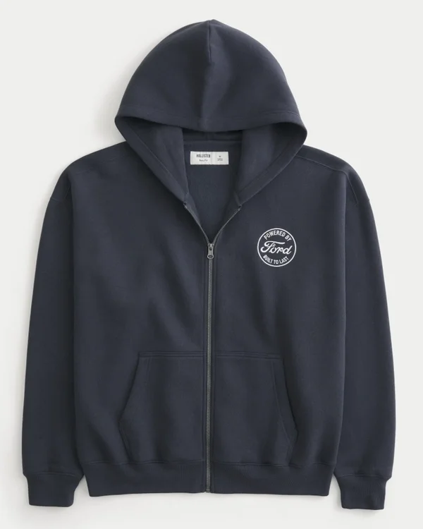 Boxy Zip-Up Ford Graphic Hoodie Boxy Zip-Up Ford Graphic Hoodie