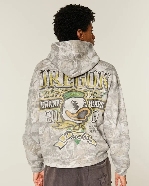 Boxy Zip-Up University of Oregon Ducks Graphic Camo Hoodie Boxy Zip-Up University of Oregon Ducks Graphic Camo Hoodie