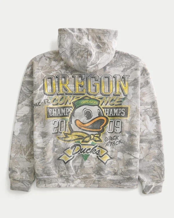Boxy Zip-Up University of Oregon Ducks Graphic Camo Hoodie Boxy Zip-Up University of Oregon Ducks Graphic Camo Hoodie