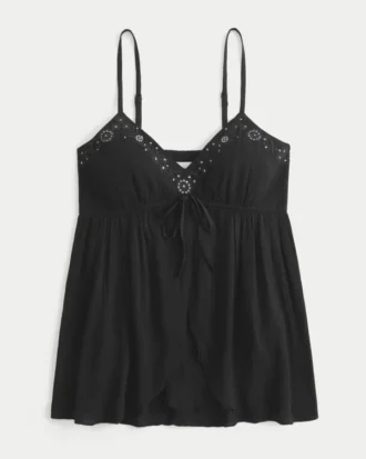 Crinkle Shine Flyaway Babydoll Top