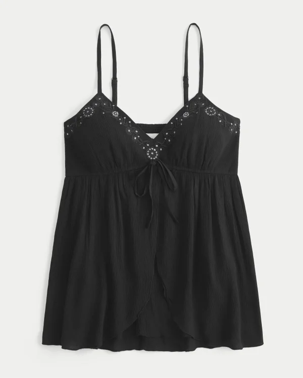 Crinkle Shine Flyaway Babydoll Top Crinkle Shine Flyaway Babydoll Top