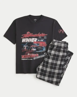 Dale Earnhardt NASCAR Grafik-T-Shirt & Flanell-Schlafanzughose im Set Dale Earnhardt NASCAR Grafik-T-Shirt & Flanell-Schlafanzughose im Set