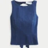 Denim-Top mit offenem Rücken Denim-Top mit offenem Rücken