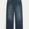 Dunkel gewaschene Jeans mit Logo-Stickerei Super Baggy Jeans Dunkel gewaschene Jeans mit Logo-Stickerei Super Baggy Jeans