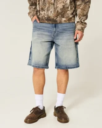 Dunkelblaue Baggy-Jeansshorts