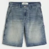 Dunkelblaue Baggy-Jeansshorts
