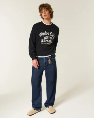 Dunkelblaue Skater-Baggy-Jeans