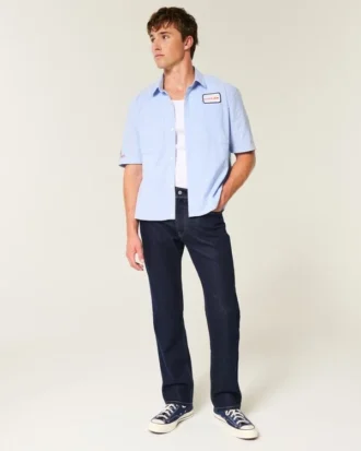 Dunkelblaue Straight-Jeans Dunkelblaue Straight-Jeans