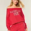 Easy Double Off-the-Shoulder Sweatshirt mit Grafik der University of Georgia Easy Double Off-the-Shoulder Sweatshirt mit Grafik der University of Georgia