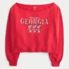 Easy Double Off-the-Shoulder Sweatshirt mit Grafik der University of Georgia Easy Double Off-the-Shoulder Sweatshirt mit Grafik der University of Georgia