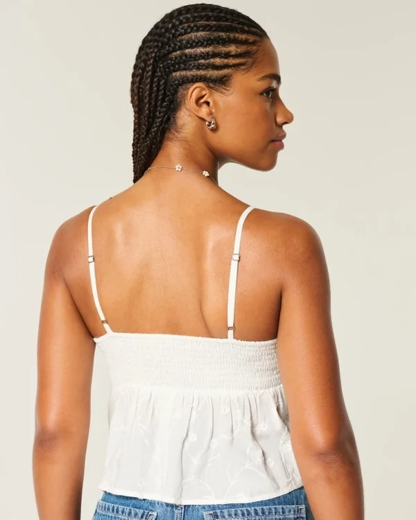 Easy Embroidered Shine Babydoll Top Easy Embroidered Shine Babydoll Top