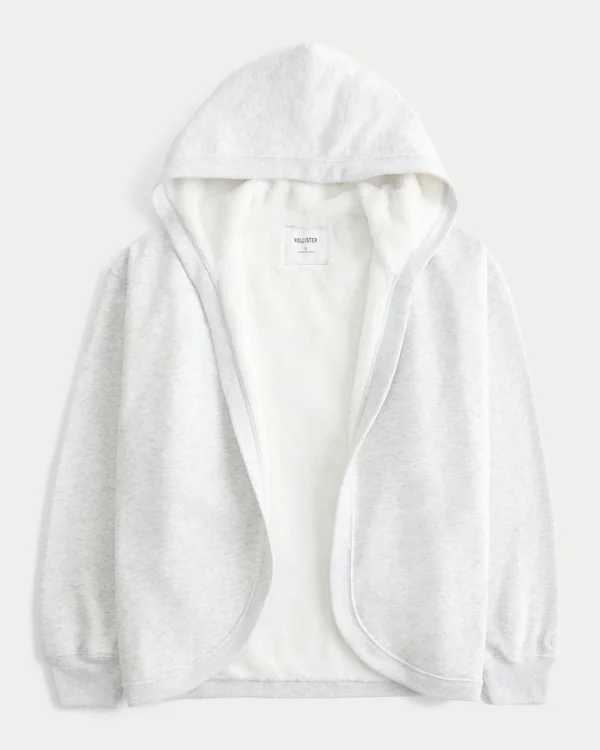 Faux Fur-Lined No-Close Fleece Cardigan Faux Fur-Lined No-Close Fleece Cardigan