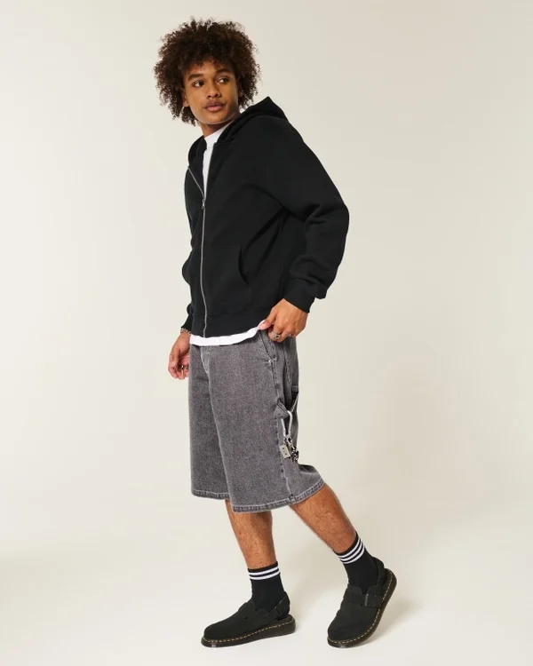 Flame Graphic Super Baggy Denim Painter Shorts Flame Graphic Super Baggy Denim Painter Shorts