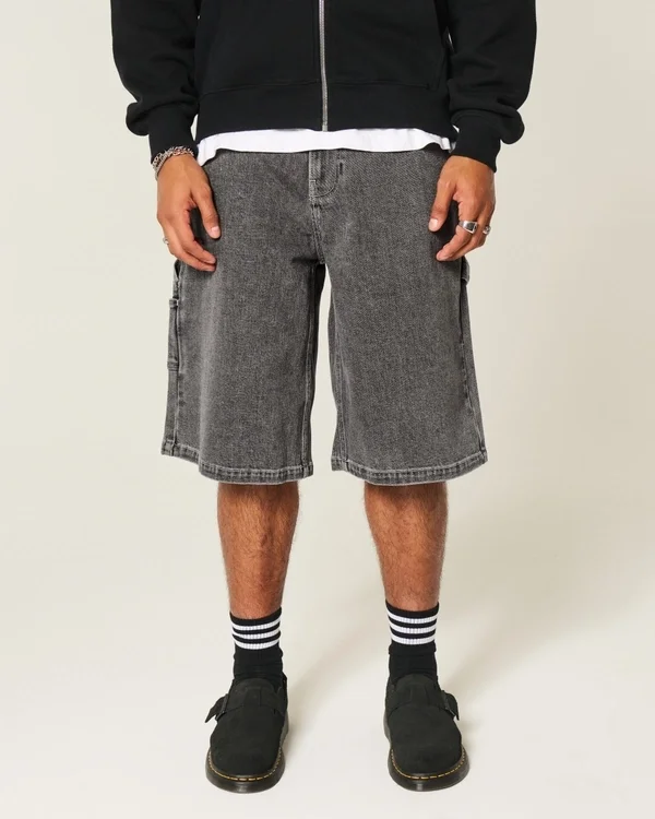Flame Graphic Super Baggy Denim Painter Shorts Flame Graphic Super Baggy Denim Painter Shorts