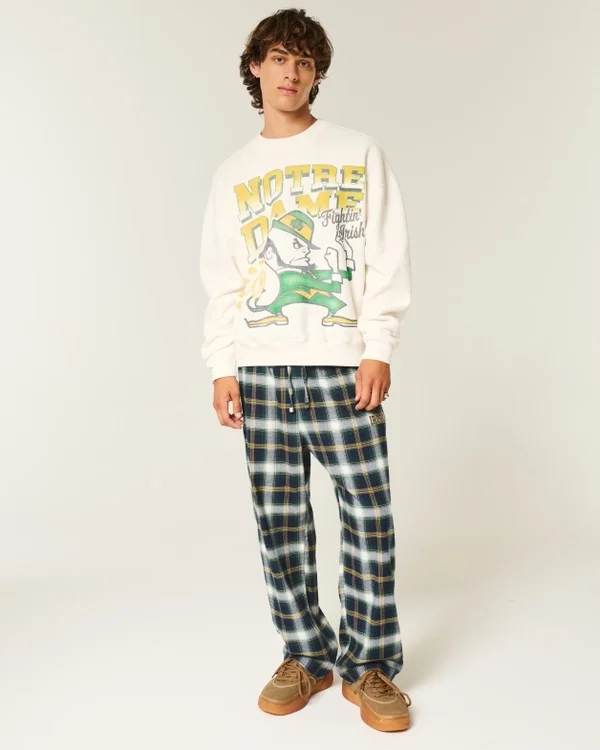 Flannelhose mit „University of Notre Dame Fighting Irish”-Grafik Flannelhose mit „University of Notre Dame Fighting Irish”-Grafik
