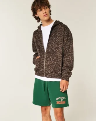 Fleece-Shorts mit Grafik der University of Miami Hurricanes