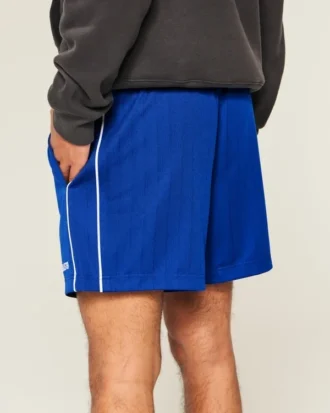 Fußballshorts aus Strick mit Logo, mittellang