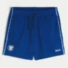 Fußballshorts aus Strick mit Logo, mittellang