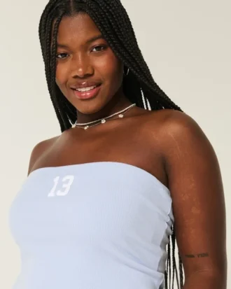 Geripptes, trägerloses Tube-Top mit Grafikprint Geripptes, trägerloses Tube-Top mit Grafikprint