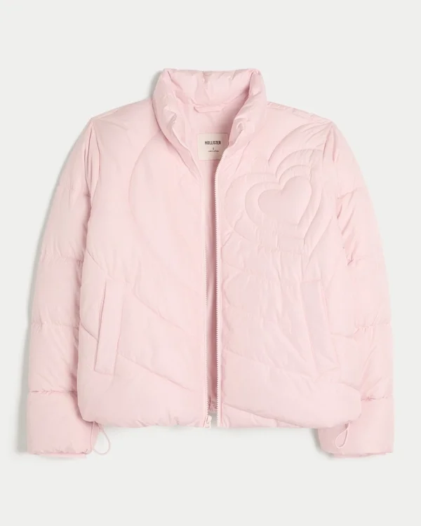 Gesteppte Pufferjacke mit Reißverschluss und Herz Gesteppte Pufferjacke mit Reißverschluss und Herz