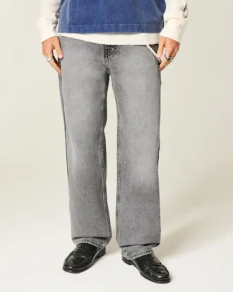Gewaschene graue Baggy-Jeans
