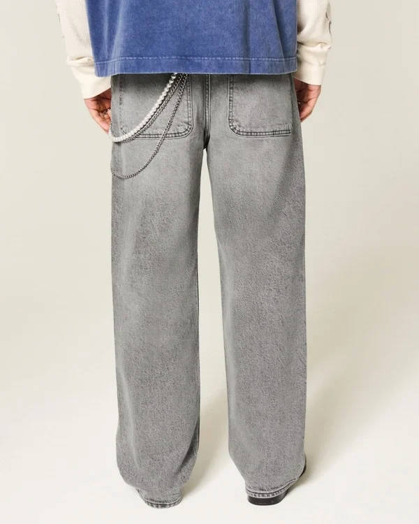 Gewaschene graue Baggy-Jeans Gewaschene graue Baggy-Jeans