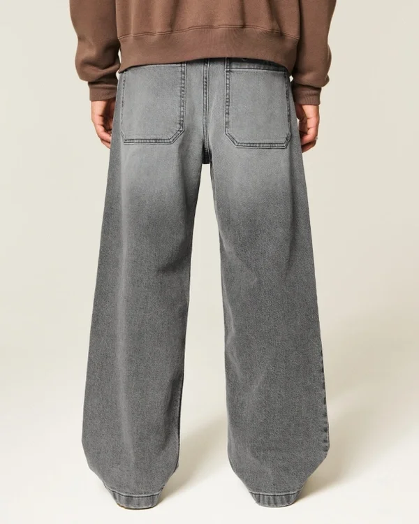 Gewaschene graue Super-Baggy-Jeans Gewaschene graue Super-Baggy-Jeans