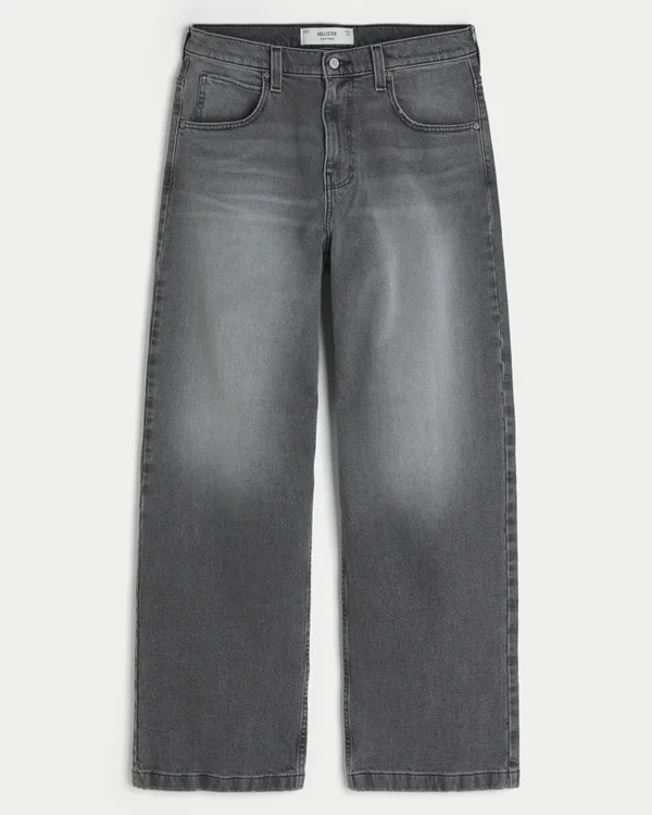 Gewaschene graue Super-Baggy-Jeans Gewaschene graue Super-Baggy-Jeans